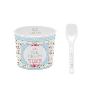 EasyLife | Порцеланова купичка за сладолед с лъжичка 