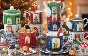 EasyLife | Порцеланови чаши за кафе с чинийка 6 бр к-кт | FESTIVE AVENUE