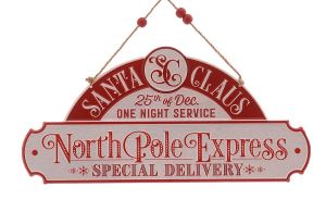 Метална коледна табела North Pole Express