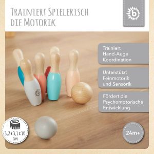Bieco | Мини дървен комплект за боулинг, 8 части