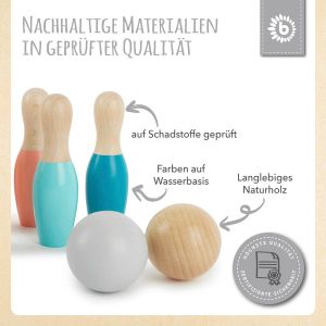 Bieco | Мини дървен комплект за боулинг, 8 части