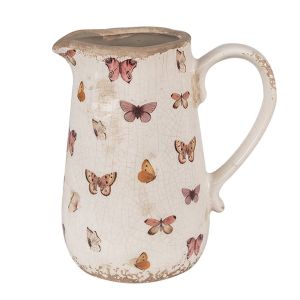 Clayre & Eef | Декоративна керамична кана 18 cm | Бежов, розов