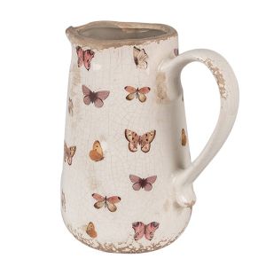 Clayre & Eef | Декоративна керамична кана 18 cm | Бежов, розов