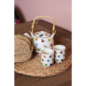Clayre & Eef | Керамичен чайник с цедка 700 ml | Бежов, жълт
