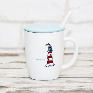 Морска чаша " ФАР" с капак и лъжичка