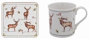 winter stags mug and coasters set