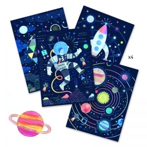 Djeco | Комплект Скреч карти | Космическа мисия