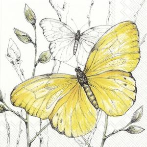 IHR | Коктейлни салфетки | Жълта пеперуда