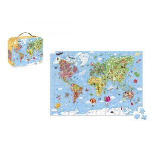 Janod | Картонен пъзел от 300 части | Карта на света