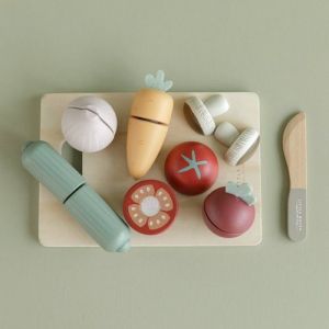 LITTLE DUTCH | Комплект дървени играчки |Зеленчуци с дъска и нож