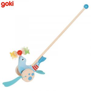 Goki |  Дървена играчка за бутане | Тюлен