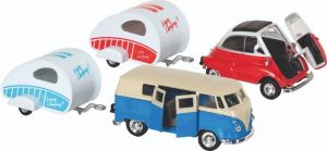 Goki | Метална количка  | Volkswagen Classic Bus/BMW-Isetta с каравана